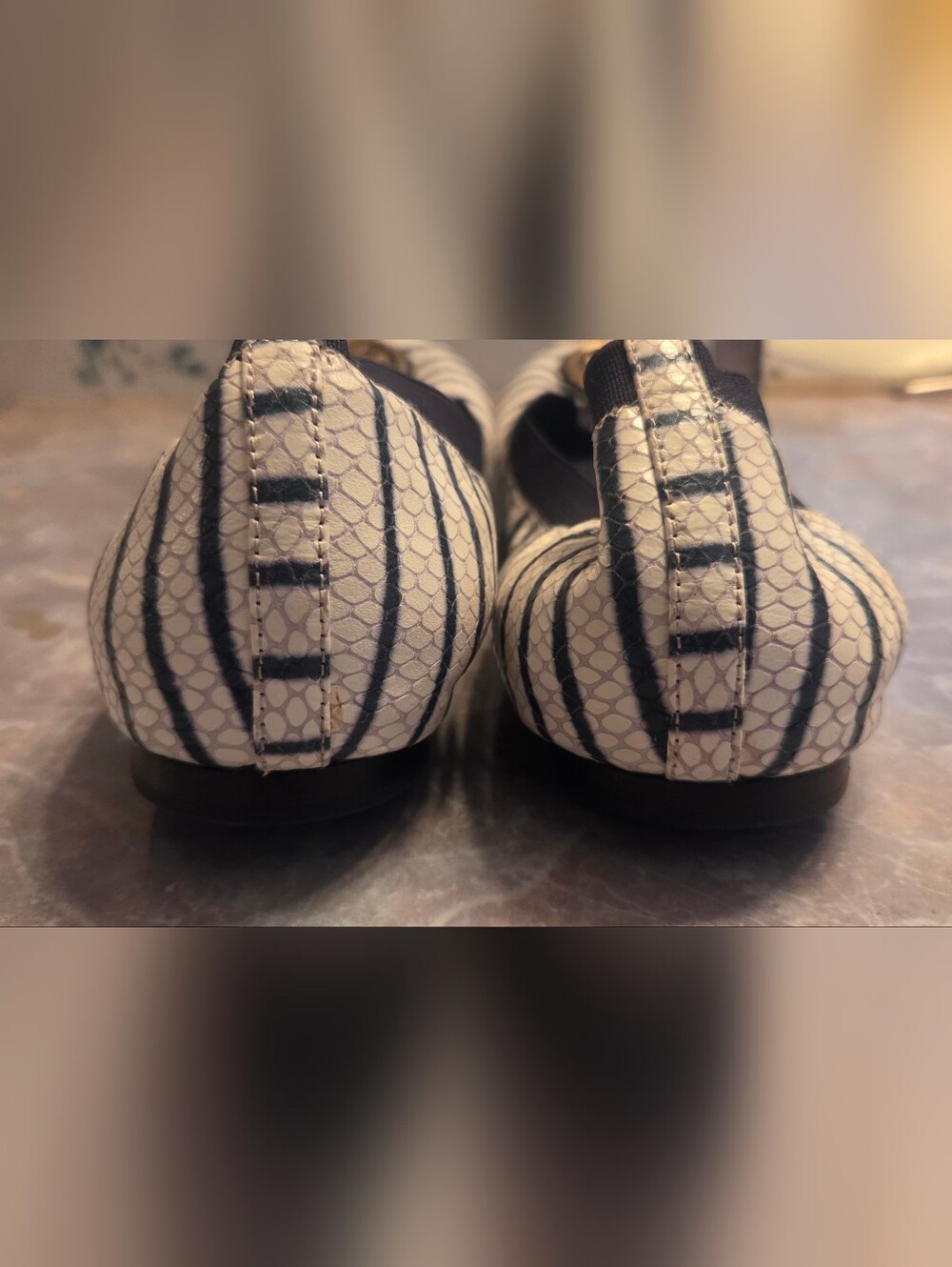 Tory Burch Striped Navy and White Ballet Flats - Picture 3 of 6